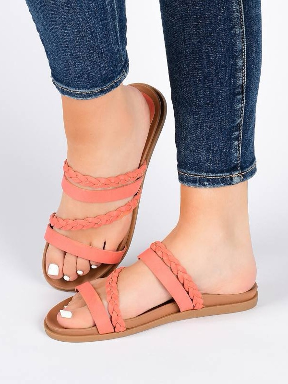 Journee Collection Collette Coral Braided-strap Slide Sandals, Women’s Size 9M